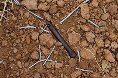 Steel pin found at 1919 survey upper Tonto campsite