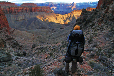 Dennis surveys Vishnu Canyon late on the afternoon of March 14, 2010